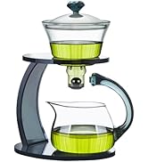 Unbreakable Glass Tea Set - Lazy Kungfu Drip Glass Teapot, 340ml Semi Automatic Drip Rotating Tea...
