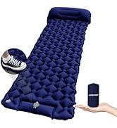 Inflatable Sleeping Pad with Pillow for Camping-Built in Fast Inflation-Ultralight Upgraded Durab...