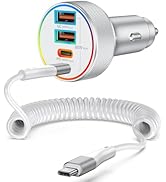 Car Charger USB C, 90W 4-Port Super Fast Charging Type C Car Phone Charger Truck Accessories Adap...