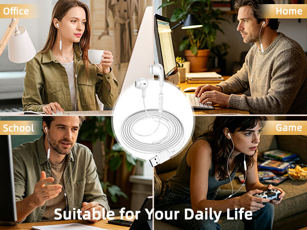 usb earbuds for computer pc laptop
