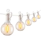 Outdoor String Lights - 50 Ft Waterproof Connectable Dimmable LED Patio Lights with 25 G40 Globe ...