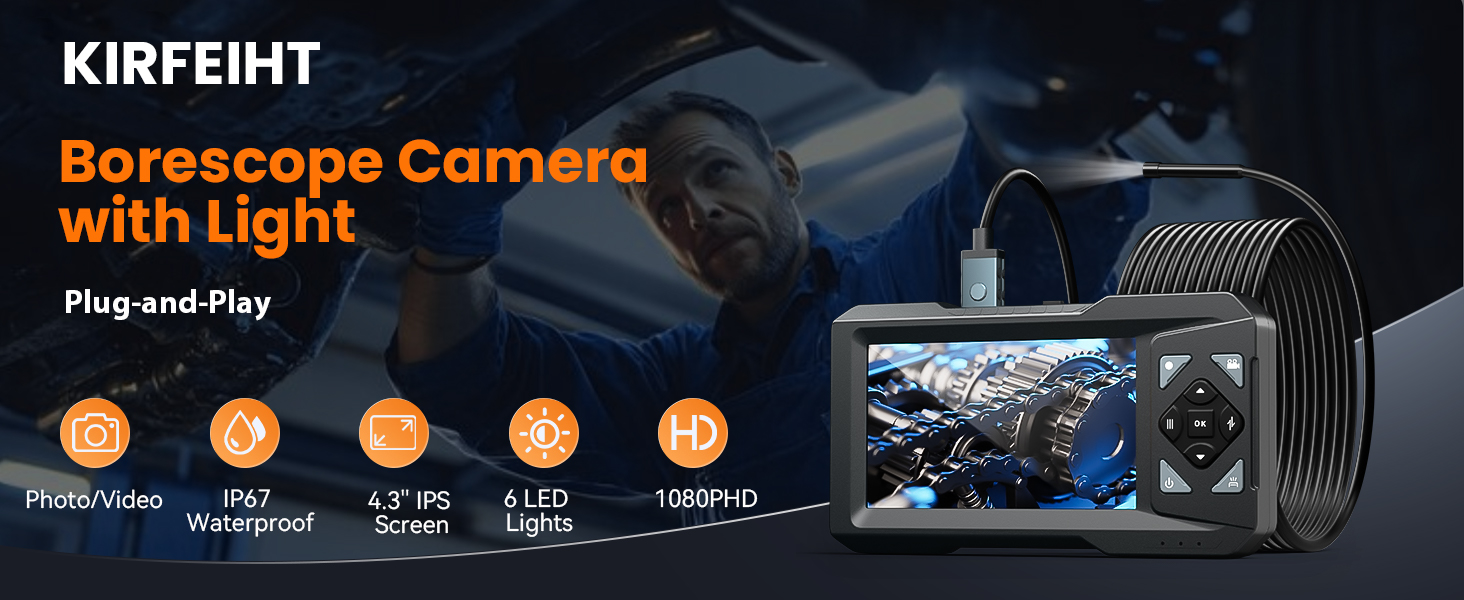 KIRFEIHT Endoscope Camera with Light