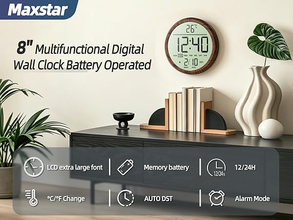 LCD digital wall clock