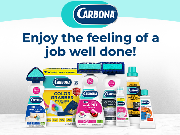 Carbona laundry care products designed for stain removal, fabric care, and color protection