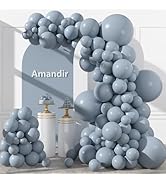 Amandir 153pcs Dusty Blue Balloons Arch Garland Kit Different Sizes 18 12 10 5 Inch Haze Pale Blu...
