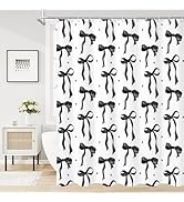 Litabel Cute Bow Shower Curtain, Black Aesthetic Bowknot Shower Curtain for Bathroom, Modern Mini...
