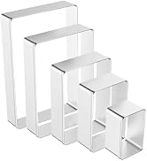 5pcs Stainless Steel Square &amp; Rectangle Cookie Cutter Set,1 Inch Depth Fondant Cake Pastry Molds,...