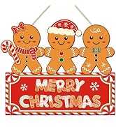 Merry Christmas Door Decorations Wooden Gingerbread Man Door Sign Hanging Christmas Tree Ornament...