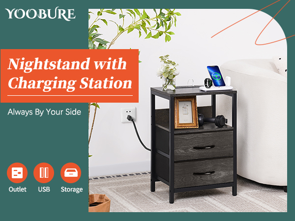 nightstand with charging station