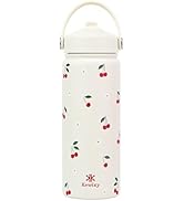 KEWIXY 18 oz Cherry Water Bottle with Straw, Leak Proof, Insulated Stainless Steel with Handle, R...