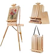 CONDA Large Wooden French Easel and Sketchbox Easel, Adjustable Tripod Easel Stand with Drawer an...