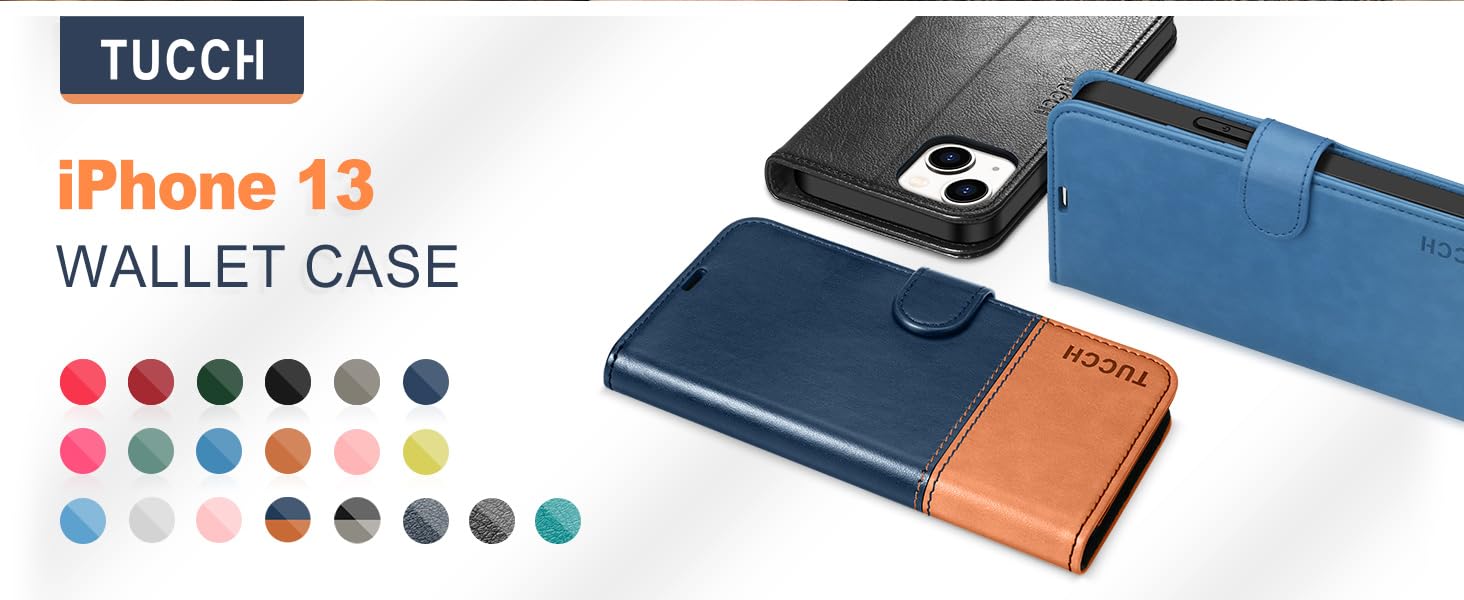 Case for iPhone 13 Wallet Case 6.1-inch, [RFID Blocking] [Card Slot]