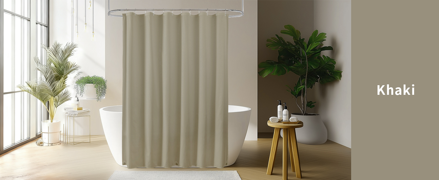khaki fabric shower curtain liner