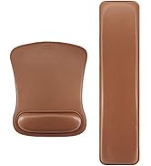 Cacoy PU Leather Mouse Pad with Wrist Support and Keyboard Wrist Rest Set for Gaming, Office, PC ...