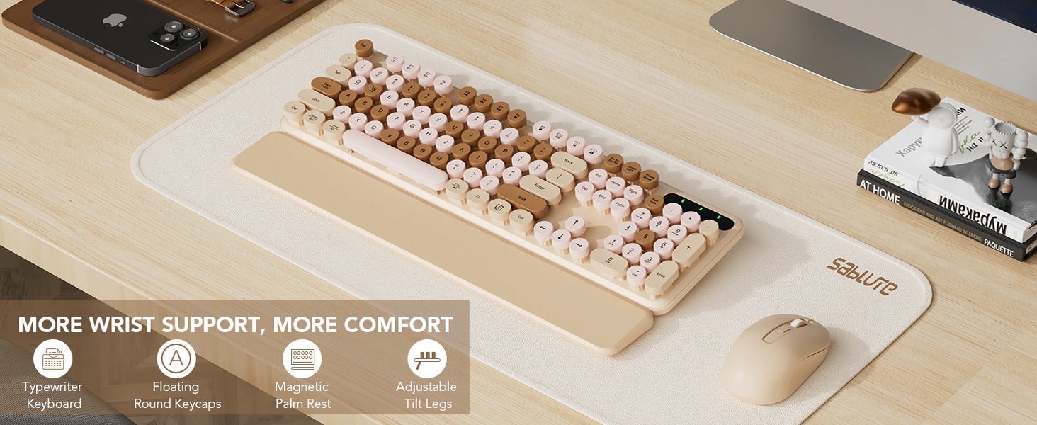 Latte typewriter wireless keyboard mouse combo student apartment cafe office back to school college