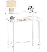 Eglaf Acrylic Desk - Home Office Desk with Monitor Stand - Modern Clear Desk Study Writing Table ...