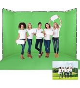 GSKAIWEN Professional 7.87ftx16.4ft Portable Large Chromakey Green Screen Wide Backdrop Kit with ...