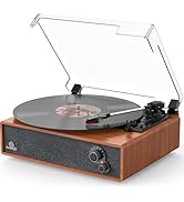 Record Player Built-in Stereo Speakers Vintage Turntable for Vinyl Records LP Phonograph Auto Sto...