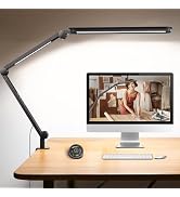 LED Desk Lamp with Clamp, Architect Desk Lamp with Dual LED Light, Flexible 3 Sections Swing Arm ...