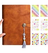 DIY Photo Album, 60-Page Brown Leather Ring Binder Scrapbook with Black Pages, Holds 180 3-Inch P...