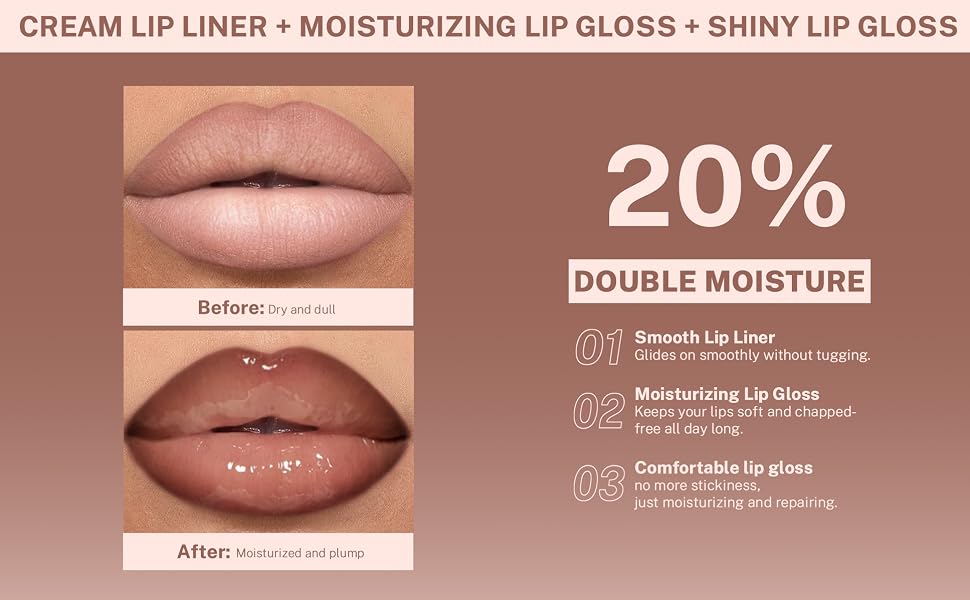 CREAM LIP LINER + MOISTURIZING LIP GLOSS + SHINY LIP GLOSS