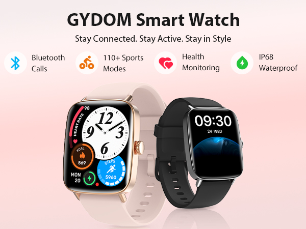 Pink IDW28 smart watch for women with a 1.85-inch HD display and two interchangeable bands