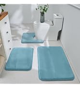 HUXMEYSON Bathroom Rugs Sets 3 Piece, Ultra Soft Velvet Memory Foam Bath Rugs, Non-Slip &amp; PVC Bac...