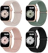 DaQin 4 Pack Braided Solo Loop Compatible with Apple Watch Band 38mm 40mm 41mm 42mm 44mm 45mm 49m...