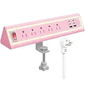 Desk Clamp Power Strip with Nightlight, 40W Fast Charging, 6FT Extension Cord, 4x20W USB-C &amp; 2 US...