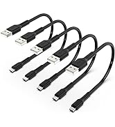 Short Micro USB Cable 1ft [5 Pack] USB 2.0 Micro USB Charging Cable Android Charger Cord for Sams...