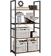 NEFROM Book Shelf, Adjustable 4-Tier Tall Bookshelf, Wooden Bookcase Shelves for Bedroom, Living ...
