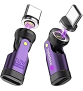 EndlesShine Magnetic USB C to C Adapter, 240W PD Fast Charging, 480Mbps Data Transfer, 540°Rotati...
