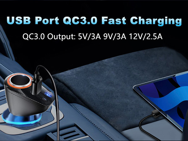 cool black car charger adapter