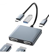 Dnkeaur Dual Monitor Adapter, HDMI Adapter for Dual Monitors, USB C to Dual HDMI Adapter, Docking...