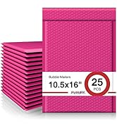Fuxury Hot Pink Bubble Mailers 10.5x16 Inch 25 Pack, Self Seal Adhesive Waterproof Padded Envelop...