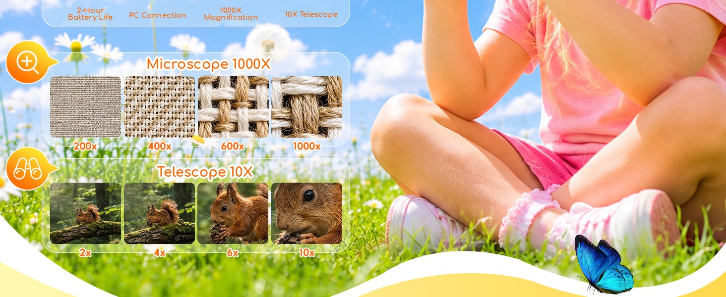 1000X digital microscope &amp;amp; 10X magnifying glass for kids