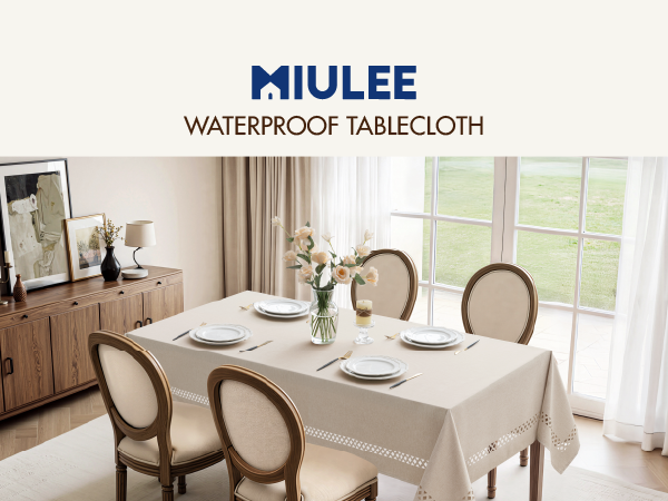 MIULEE Rectangle Linen Polyester Tablecloth
