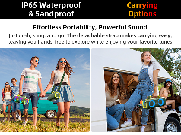 Portable Bluetooth speaker - can be carried by hand or slung diagonally over one shoulder