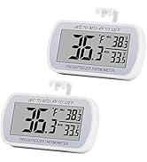Digital Refrigerator Thermometer 2 Pack Fridge Freeze Room Thermometer Waterproof Large LCD Displ...