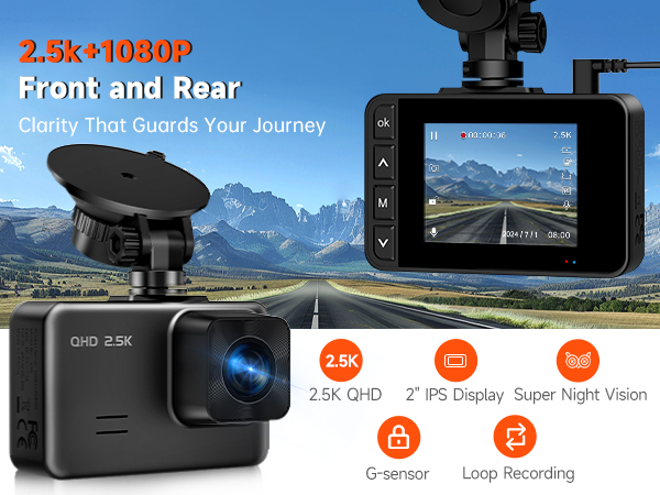 2.5k Dash Cam Front and Rear