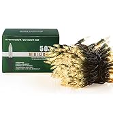 Hopolon 2 PACK 13ft 50-Count Clear Green Wire Christmas Light Set,Incandescent Mini Christmas Lig...