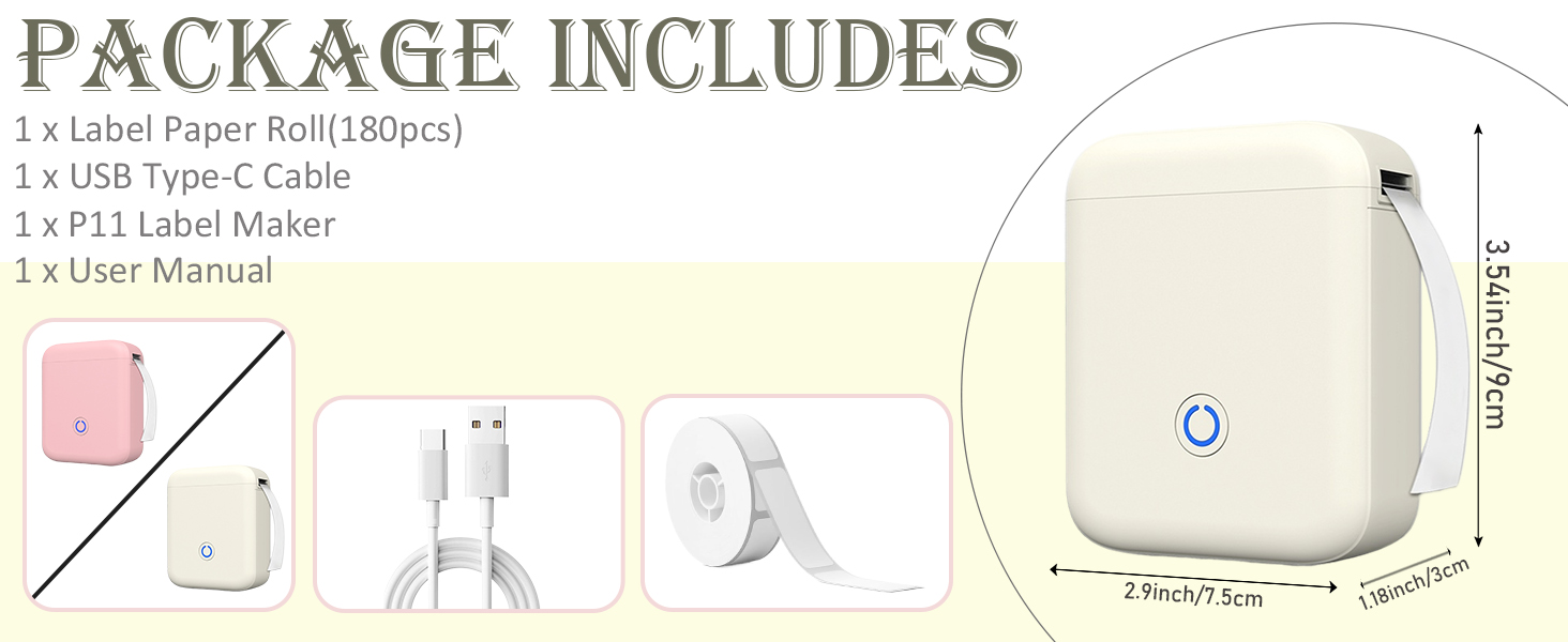 Label Maker Machine with Tape 300DPI Bluetooth Label Printer Portable Thermal Printer Sticker Maker