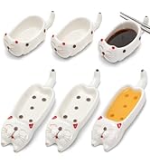 ELFULLY 2 Pcs Cute Soy Sauce Dish, Ceramic Dipping Bowls Cat Shape, Mini Meow Sushi Tray with Cho...