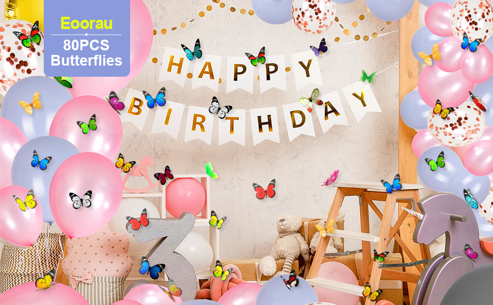 eoorau 80pcs butterfly wall stickers
