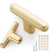 Gzzvo 10 Pack Cabinet Knobs, Brushed Gold Single Hole Zinc Alloy Knobs for Drawers - Dresser, War...