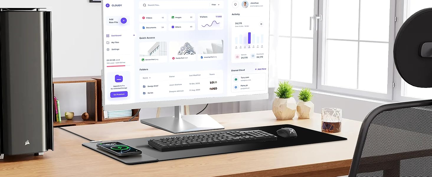 Magnetic wireless charging mouse pad