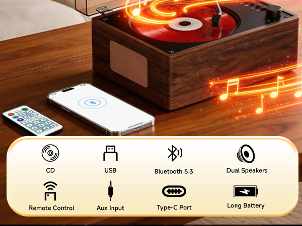 cd player for home retro vintage portable with bluetooth speakers desktop small gift kid battery