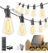 Brightown 52FT Solar String Lights Outdoor Waterproof, Patio Lights with Remote and 15+1 LED Shat...