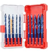 Luckyway 10-Piece 5/32"-1/2" Special Crooked Head Eccentric Drill Bit Set Professional Masonry Dr...