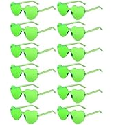AGGKKY 12 Pairs Heart Shaped Sunglasses for Women Girl Colorful Rainbow Sunglasses Rimless Fun Tr...